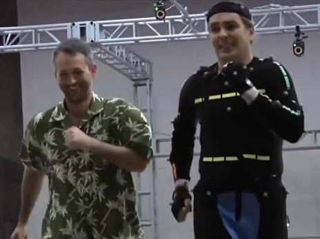השחקנים לובשים את חליפות ה-Motion Capture.