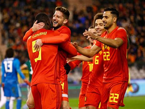 המשחק הסוער של הערב. שחקני בלגיה חוגגים (getty)