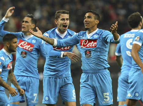 שחקני נאפולי חוגגים (Getty)