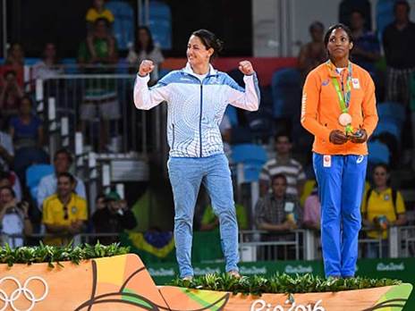 הפודיום באולימפיאדת ריו. רגע השיא של ג'רבי (GETTY)