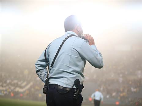 שוטרים ישבו בתוך המגרש עם הפנים לקהל (אילוסטרציה)