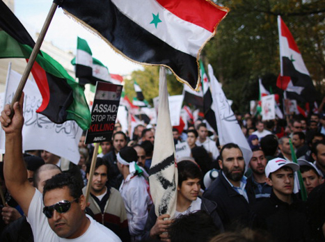 מחאה של סורים בלונדון (gettyimages)