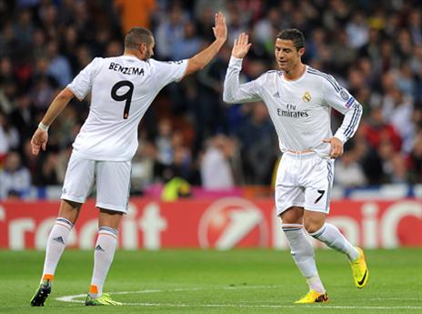 רונאלדו ובנזמה חוגגים (gettyimages)