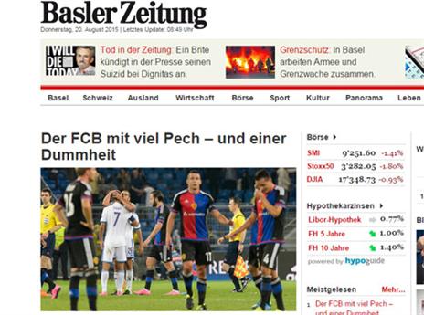 ב- "Basler Zeitung" כינו את שחקני באזל "חסרי מזל, טיפשים"