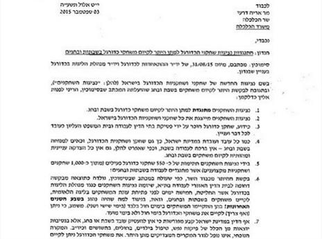 המכתב של ארגון השחקנים לאריה דרעי