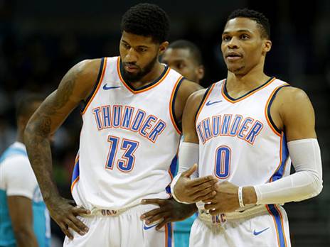 יצטרכו להתאושש מהר. ווסטברוק וג'ורג' (צילום: Streeter Lecka/Getty Images)