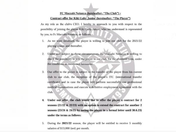 החוזה של מכבי נתניה לגבי קיקי