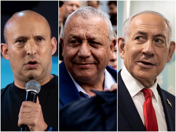 התוצאות בפנים. נתניהו, איזנקוט ובנט (GETTY)