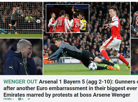 הכותרת ב"סאן". נפרדים מוונגר?