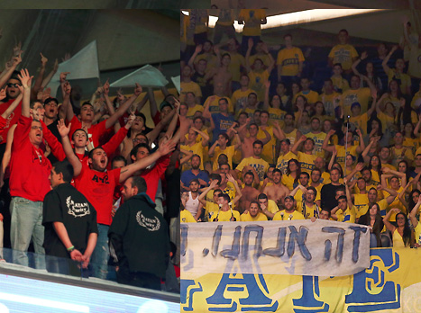 העונשים בדרך? אוהדי מכבי והפועל, אמש בדרבי (אלן שיבר)