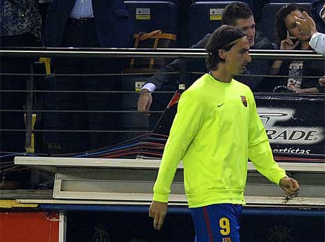 רגע לפני הפיצוץ. זלאטן במשחק מול ויאריאל (Getty)