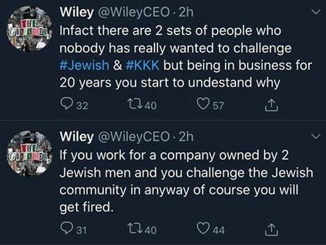 חלק מההתבטאויות האנטישמיות של הראפר