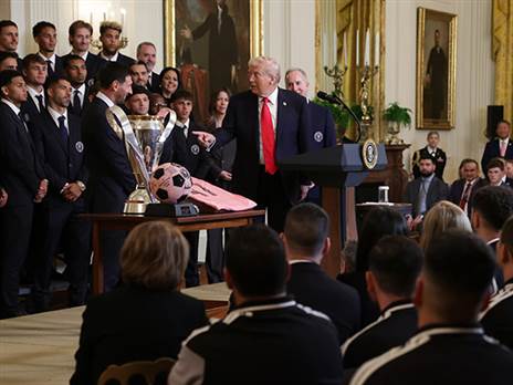 טראמפ ומסי. חגיגה בבית הלבן (Alex Wong/Getty Images)