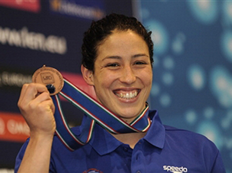 הישג השיא שלה. עמית עברי על הפודיום (gettyimages)