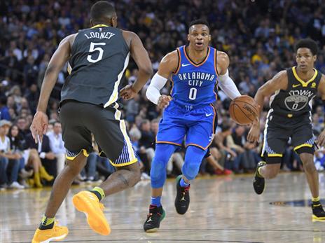 איום הדחה כבר בסיבוב הראשון. ווסטברוק ו-OKC יכולים לעשות הרבה צרות לגולדן סטייט (getty)