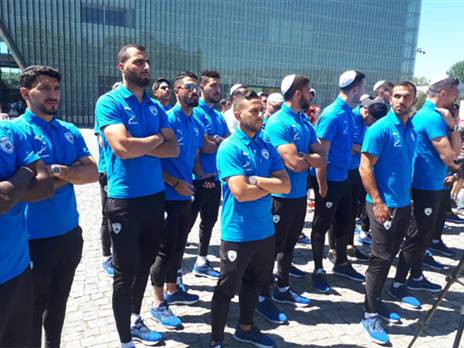 שחקני הנבחרת במהלך הטקס