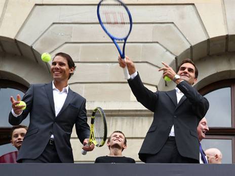 פדרר ונדאל, מתכוננים יחד ל"לייבר קאפ" (GETTYIMAGES)