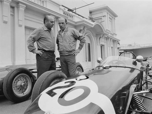 מוס ופנאג'יו לפני הגרנד פרי במונקו 1965 (צילום: Getty)