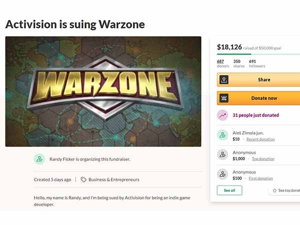 עמוד ה-GoFundMe שפתח רנדי פיקר