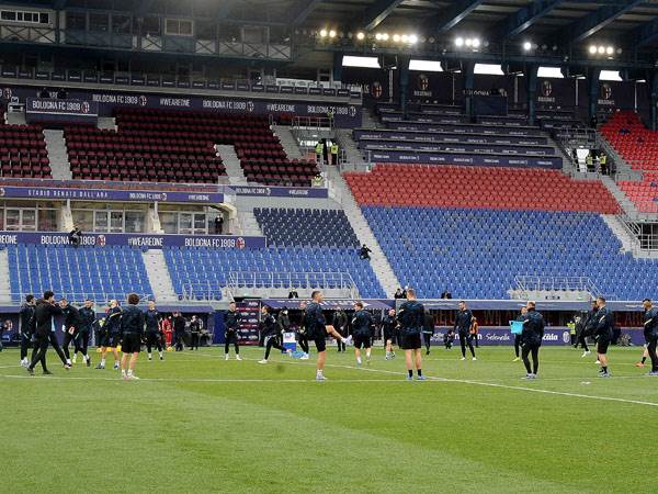 מתאמנים בבולוניה. שחקני אינטר (getty)