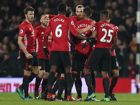 ניצחון ליגה שלישי ברציפות. יונייטד חוגגת (Getty)