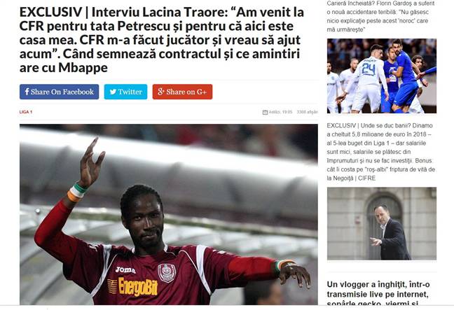 צילום מסך מתוך אתר "פרו ספורט" הרומני