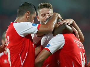 שחקני ב"ש. יכולים להיות מרוצים לפחות מהתוצאה (אלן שיבר)