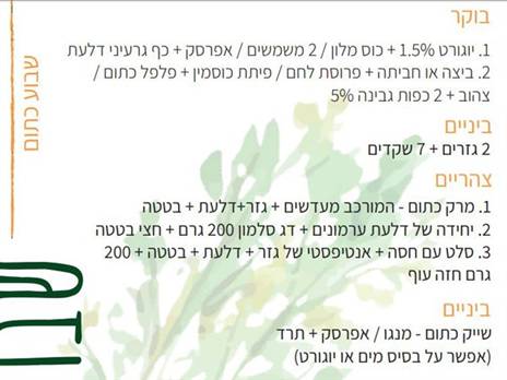 תפריט שבוע כתום