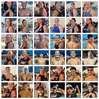 כל שחייני הקבוצה עם הדגלים | צילום: פרטי