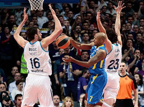 היקמן מול ריאל בעונה שעברה. הפעם מכבי תתעלה? (GETTYIMAGES)