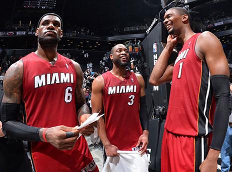 בדרך לעוד גמר אזורי. לברון, ווייד ובוש (GETTYIMAGES)