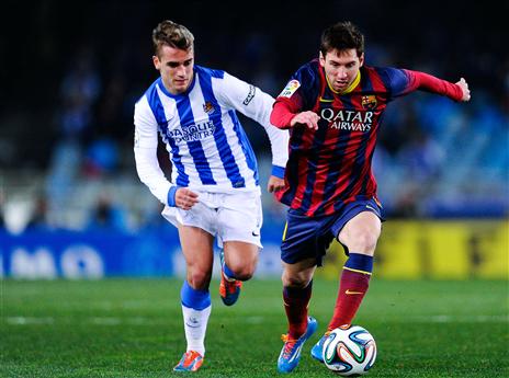 כמעט ושיתפו פעולה. מסי וגרייזמן במדי סוסיאדד (gettyimages)