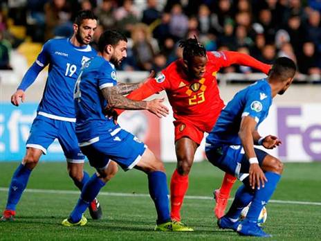 נבחרת קפריסין מול בלגיה במוקדמות יורו 2020 (getty, Matthieu CLAVEL)