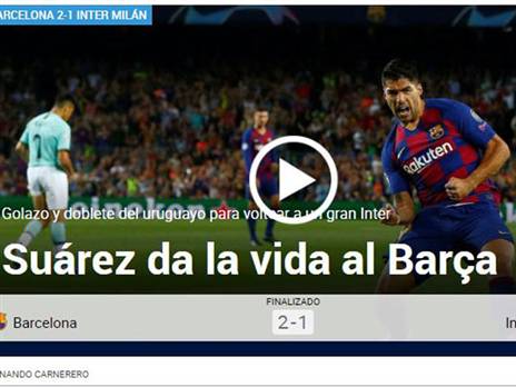 "סוארס החיה את ברצלונה", ב-MARCA