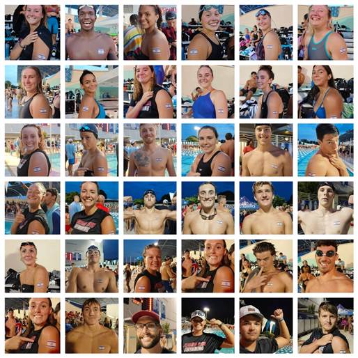 כל שחייני הקבוצה עם הדגלים | צילום: פרטי