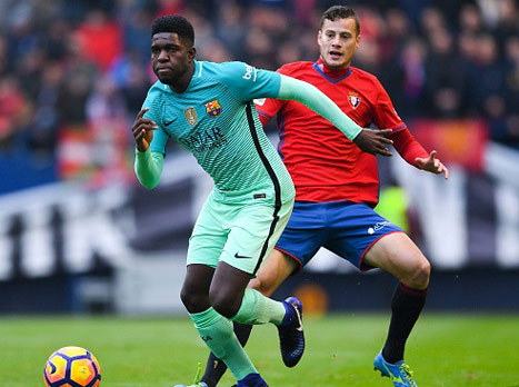 ריירה מול בלם ברצלונה אומטיטי (Getty)