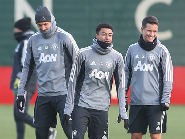 לינגארד, הררה וזלאטן באימון. כולם בסגל של מוריניו