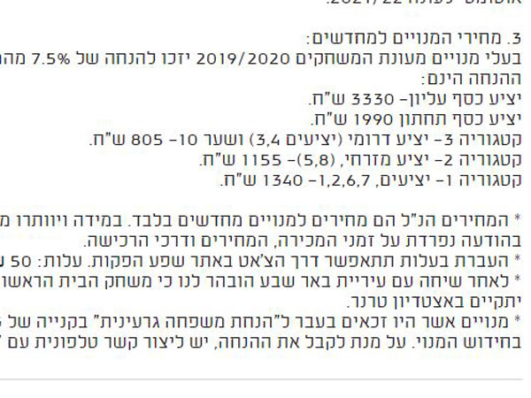 מחירי המינוי של ב"ש