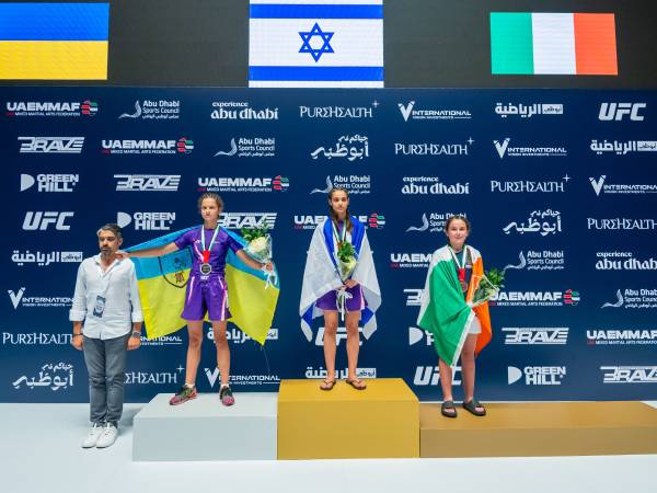 שוריגין במרכז הפודיום (קרדיט: ההתאחדות העולמית IMMAF)