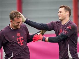 "לא הצלחתי לדבר כשפגשתי אותו לראשונה". נוייר ופרץ (GETTY)