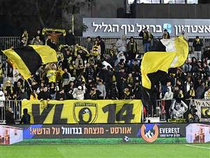 הקהל הצהוב הגיע בהמוניו לאצטדיון בראל וגם הביע את דעתו בסיום המשחק (ברני ארדוב)