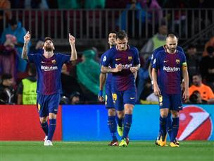 שער 100 למסי. עוד חגיגה של ברצלונה (getty)