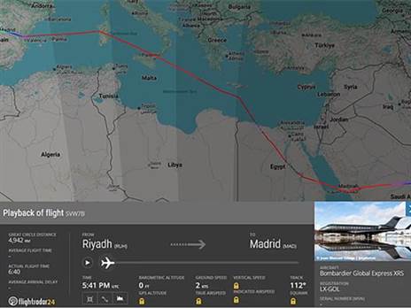 (צילום מסך: Flightradar24)