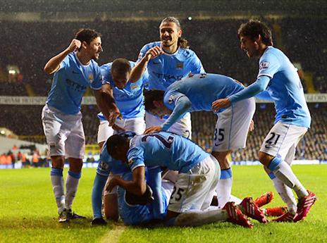 מישהו מסוגל לעצור אותם? שחקני סיטי חוגגים (GETTYIMAGES)