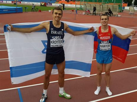קרויטר עם איוואניוק, שלטו בתחרות (צילום: יח"צ, איגוד האתלטיקה)