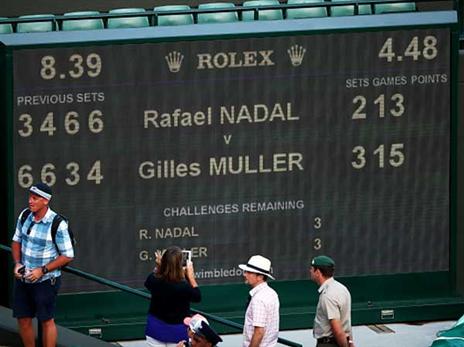 לוח התוצאות במגרש המרכזי. טירוף (Getty)