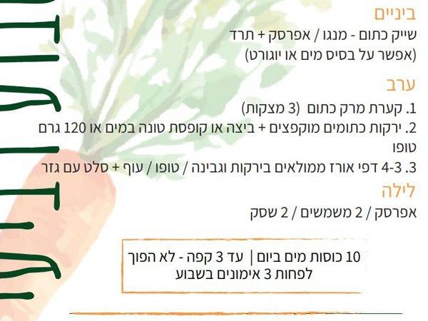 תפריט שבוע כתום