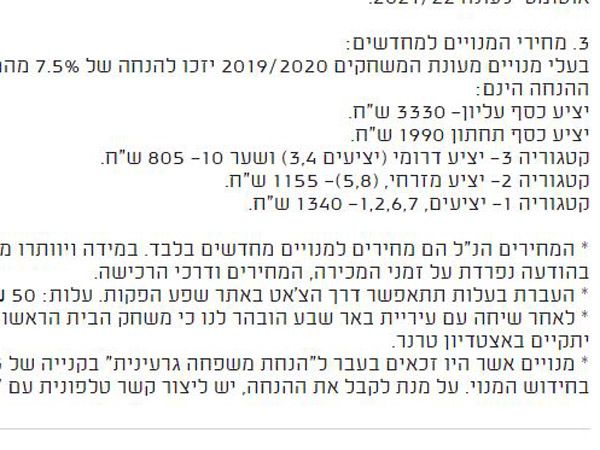 מחירי המינוי של ב"ש