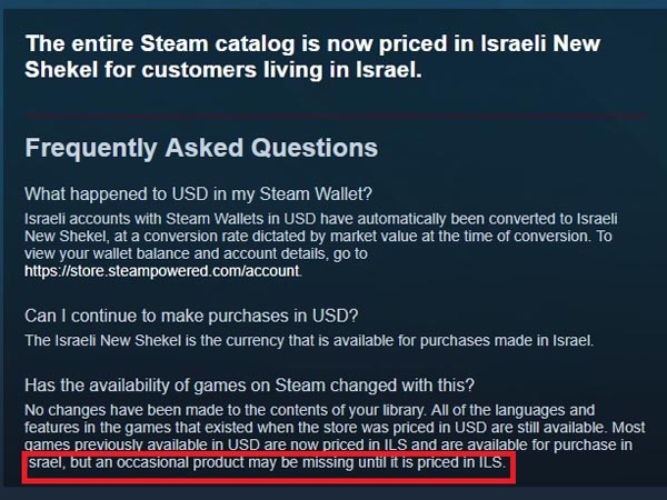 משחקים פופולאריים אינם ניתנים לקנייה מכיוון והמפתחים לא תימחרו אותם במטבע החדש.