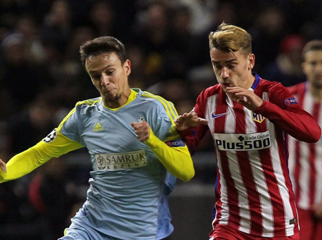 גרייזמן. התקשה מול ההגנה הקשוחה של אסטנה (Getty)